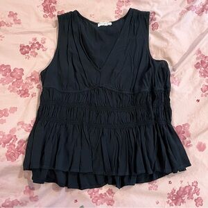 [sofia vergara] smocked v neck blouse